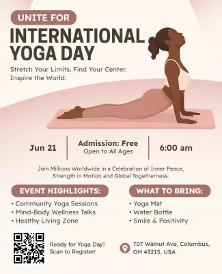 Serene Pastel Theme for International Yoga Day Celebration Poster Template