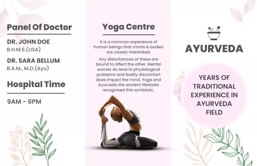 Serene Pink Yoga Centre and Ayurveda Healing Brochure Template