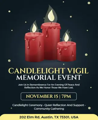Serene Red Candlelight Remembrance Event Flyer Template