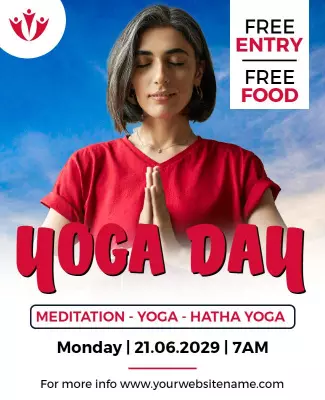Serene Red Yoga Day Meditation Event Poster Template