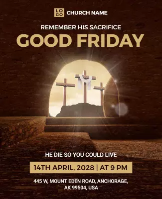 Serene Religious Good Friday Remembrance Poster Template