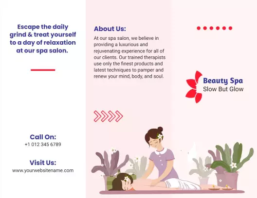 Serene Spa Day Relaxation and Pampering Services Brochure Template