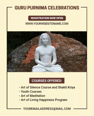 Serene Spiritual Guru Purnima Celebrations Invitation Poster Template