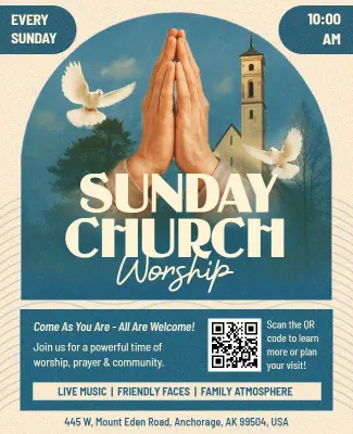 Serene Spiritual Sunday Church Worship Gathering Flyer Template