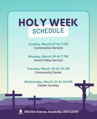 Serene Sunrise Holy Week Service Schedule Poster Template