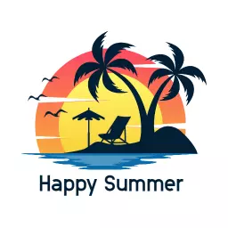 Serene Sunset Over Tranquil Beach Scene Logo Template