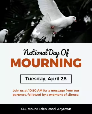 Serene White Dove National Day of Mourning Poster Template