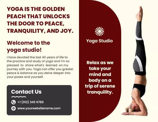 Serene Yoga Studio Peaceful Practice and Membership Brochure Template