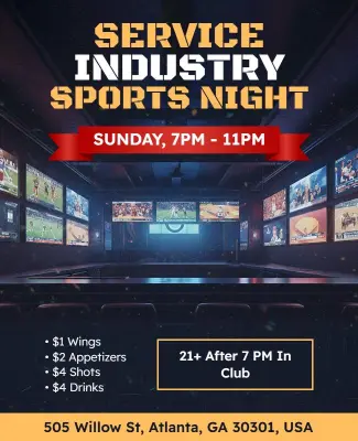 Service Industry Sports Night Promotion Flyer Template