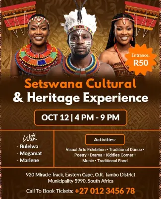 Setswana Cultural Heritage Experience Event Flyer Template