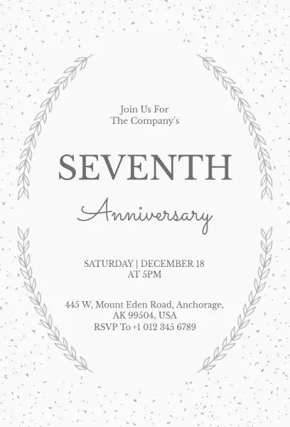 Seventh Company Anniversary Celebration Invitation Template