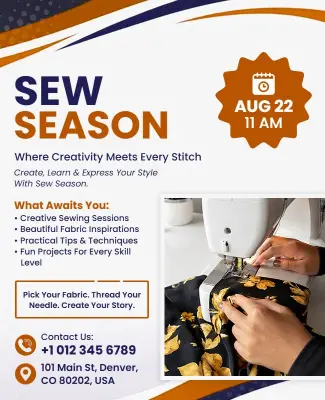 Sew Season Creativity Workshop Flyer Template