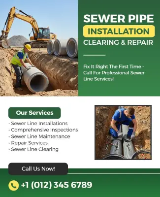 Sewer Pipe Installation and Repair Services Flyer Template