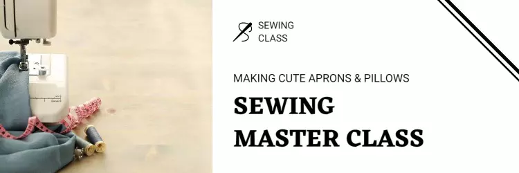 Sewing Machine and Fabrics for Creative Sewing Class Twitter Banner Template