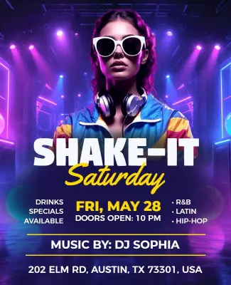 Shake-It Saturday Party Poster Template