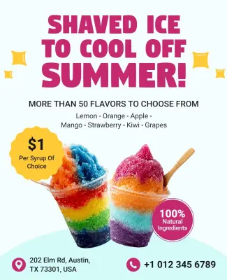 Shaved Ice Summer Flavors Poster Template