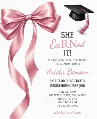 She Earned It Nursing Graduation Invitation Flyer Template
