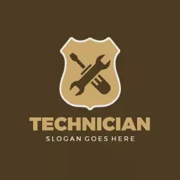 Shield Design Featuring Tools for Skilled Technician Logo Template