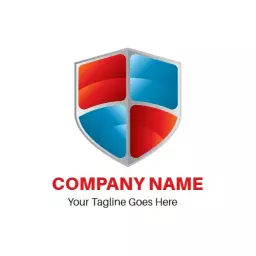 Shield Design in Blue and Red Emphasizing Security Services Logo Template