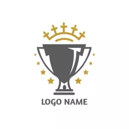 Shiny Trophy with Golden Crown Celebrating Champions Logo Template