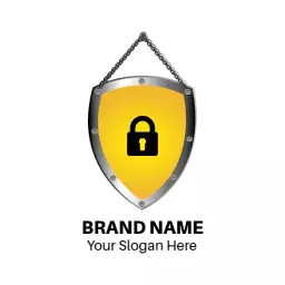Shiny Yellow Shield Icon Symbolizing Trust in Security Logo Template