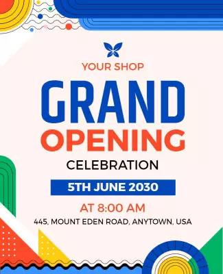Shop Grand Opening Celebration Colorful Flyer Template