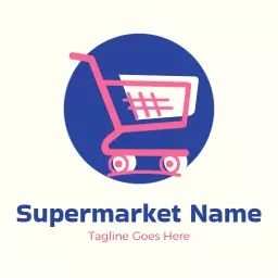 Shopping Cart Design in Bold Blue and Pink Colors Logo Template