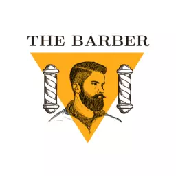 Showcasing a Skilled Barber with Elegant Yellow Triangle Sketch Logo Template