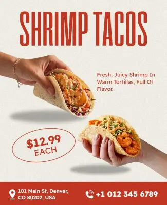 Shrimp Tacos Promotional Food Poster Template