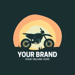 Silhouette Motorcycle Against a Sunset Background Logo Template