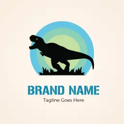 Silhouette of a Mighty Dinosaur in Vibrant Blue Logo Template