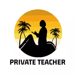 Silhouette of a Teacher in a Sunset Scene Logo Template