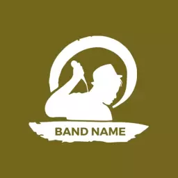 Silhouette of Musician with Microphone for Band Identity Logo Template