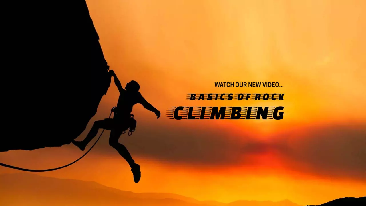Silhouetted Climber Against a Vibrant Sunset YouTube Banner Template