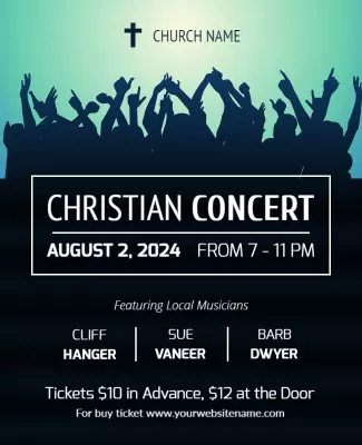 Silhouetted Crowd at a Christian Concert Event Poster Template