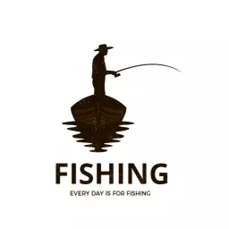 Silhouetted Fisherman on a Boat Emphasizing Fishing Passion Logo Template