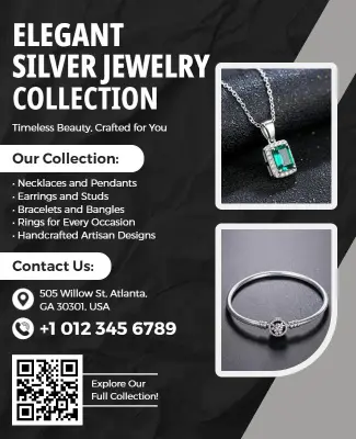 Silver Jewelry Collection Promotional Flyer Template