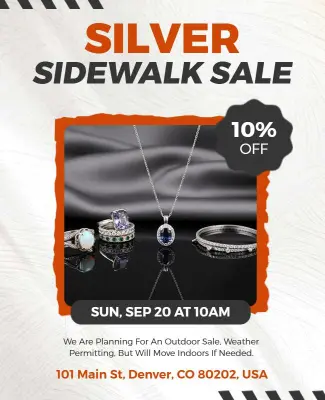 Silver Jewelry Sidewalk Sale Event Flyer Template
