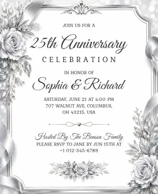 Silver Wedding Anniversary Celebration Flyer Template