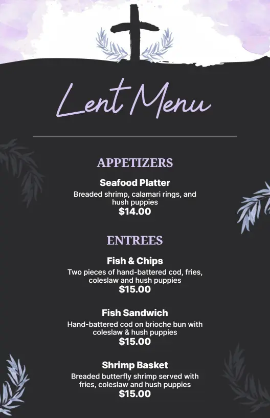 Simple Black and Purple Lent Event Menu Template