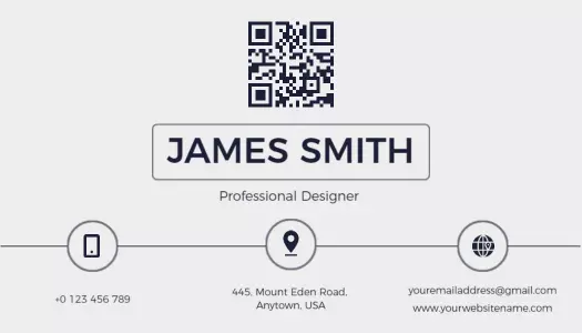 Simple Gray Professional Designer QR Code Business Card Template