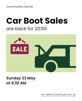 Simple Green Car Boot Sale Announcement Poster Template