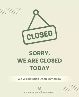 Simple Green Closed Notice Signage Poster Template