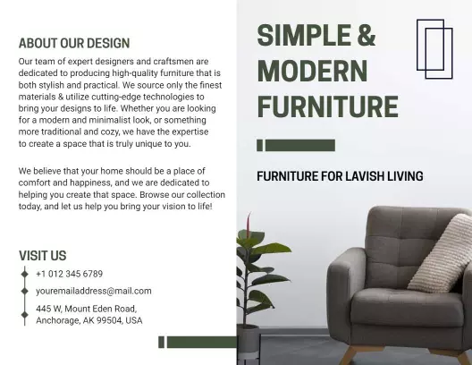 Simple Modern Furniture Design for Lavish Living Brochure Template