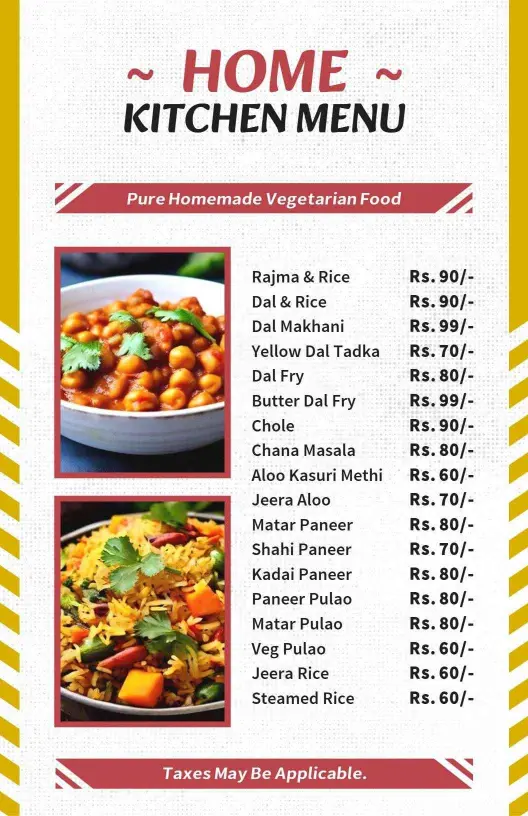 Simple Red and Yellow Homemade Kitchen Menu Template