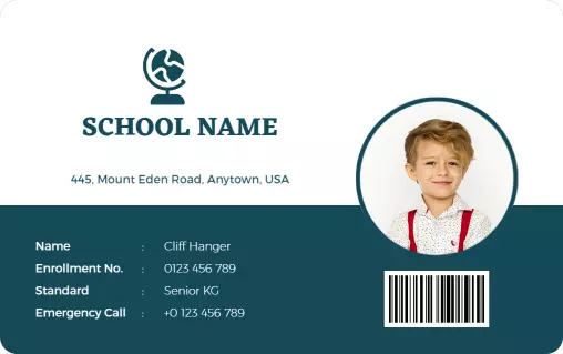 Simple School Student Identity Card Template