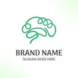 Simplistic Green Brain Design Emphasizing Innovative Ideas Logo Template