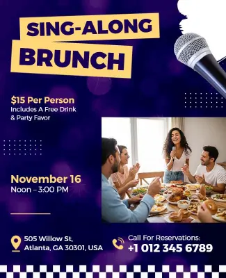 Sing-Along Brunch Event Flyer Template