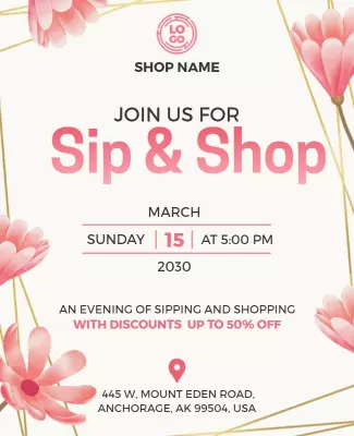 Sip and Shop Event Invitation Flyer Template