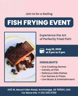 Sizzling Fish Frying Event Flyer Template